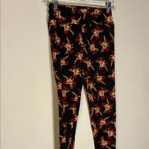 LuLaRoe Black Leggings with Cupid Pattern